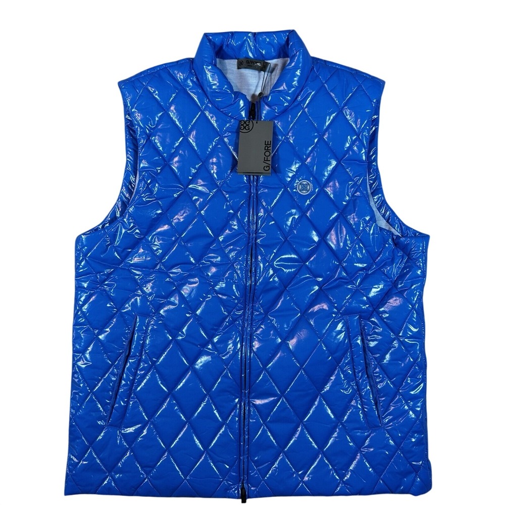 G/Fore Golf Quilted Nylon Wool Lined Puffer Vest Mens Royal Blue XL Racer